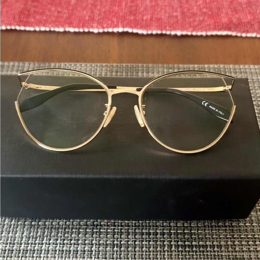 Alexander McQueen gold cat eye frames